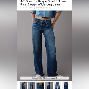American eagle dreamy drape low rise wide leg jeans 4 regular